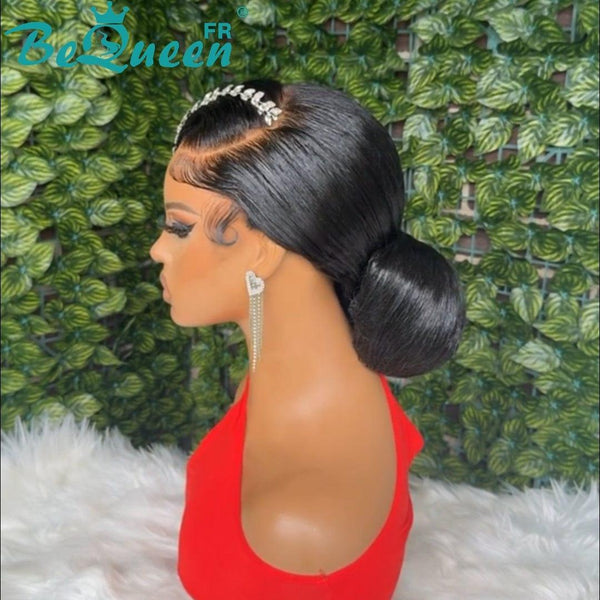 BeQueen “Raquel” Perruque de mariage noir Chignon avec Lace Frontale 13x4