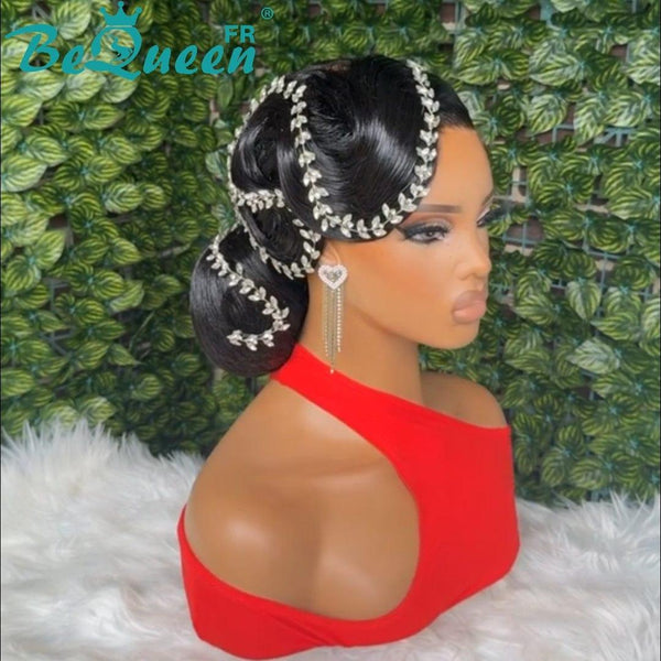 BeQueen “Raquel” Perruque de mariage noir Chignon avec Lace Frontale 13x4