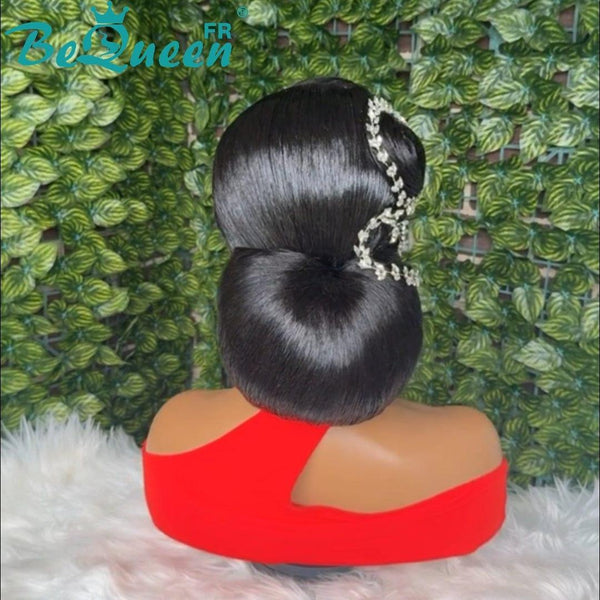 BeQueen “Raquel” Perruque de mariage noir Chignon avec Lace Frontale 13x4