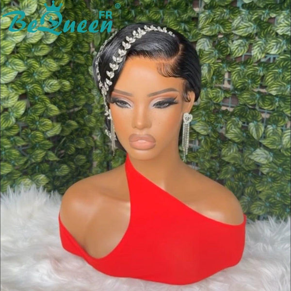 BeQueen “Raquel” Perruque de mariage noir Chignon avec Lace Frontale 13x4