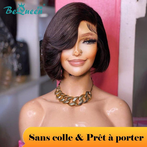 BeQueen "Escarlate" Peruca Personalizada Bob Liso Pronto a Usar Sem Cola 4X4