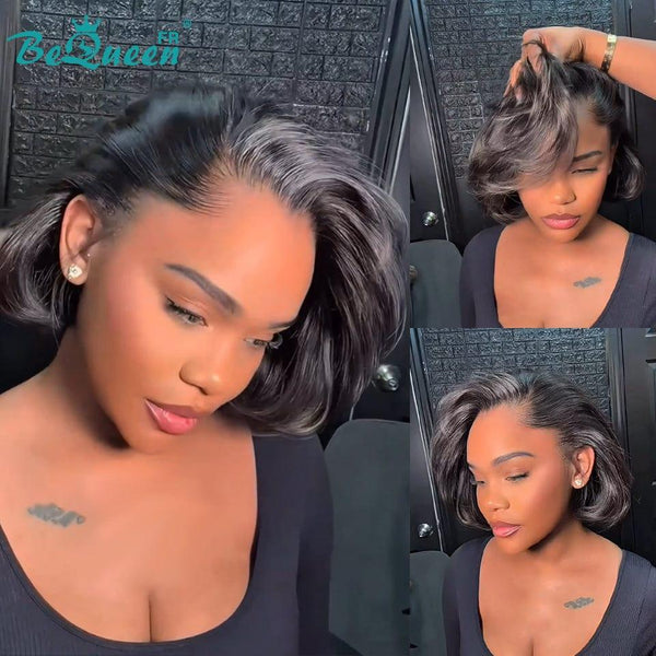 BeQueen "Sonia" Customized Bob Straight Layered Hair Extension Ready-to-Wear No Glue 13X4 8 inches 