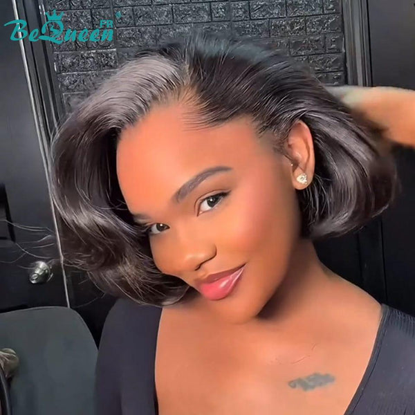 BeQueen "Sonia" Customized Bob Straight Layered Hair Extension Ready-to-Wear No Glue 13X4 8 inches 