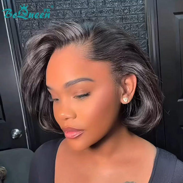 BeQueen "Sonia" Customized Bob Straight Layered Hair Extension Ready-to-Wear No Glue 13X4 8 inches 