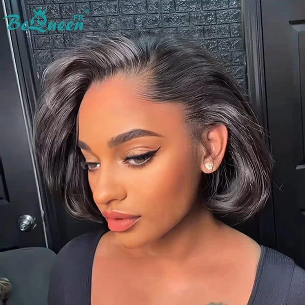 BeQueen "Sonia" Perruque Customisée Bob Lisse en couches Prêt à porter Sans Colle 13X4 8 pouces