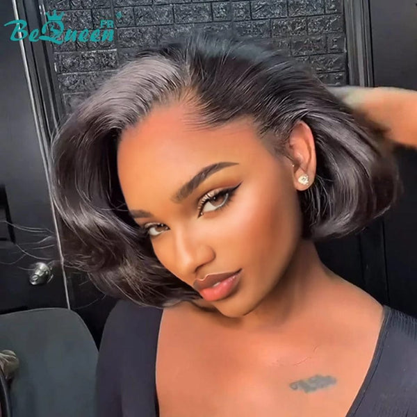BeQueen "Sonia" Perruque Customisée Bob Lisse en couches Prêt à porter Sans Colle 13X4 8 pouces