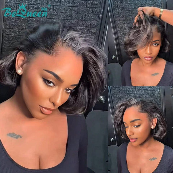 BeQueen "Sonia" Perruque Customisée Bob Lisse en couches Prêt à porter Sans Colle 13X4 8 pouces