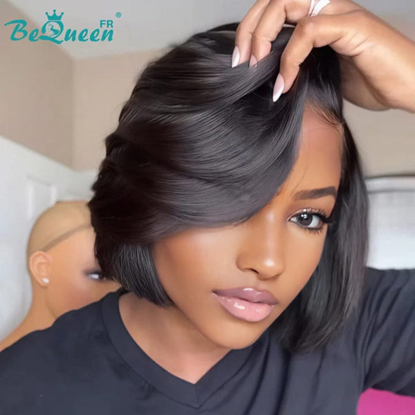 BeQueen "Sonia" Perruque Customisée Bob Lisse en couches Prêt à porter Sans Colle 13X4 8 pouces style 5