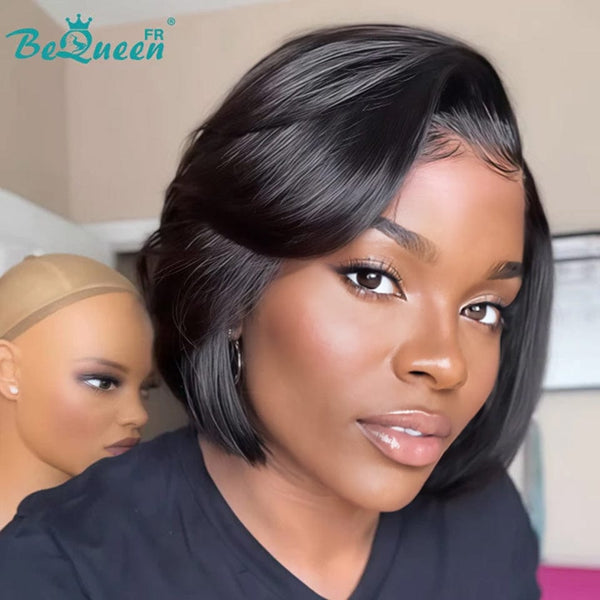 BeQueen "Sonia" Perruque Customisée Bob Lisse en couches Prêt à porter Sans Colle 13X4 8 pouces style 5