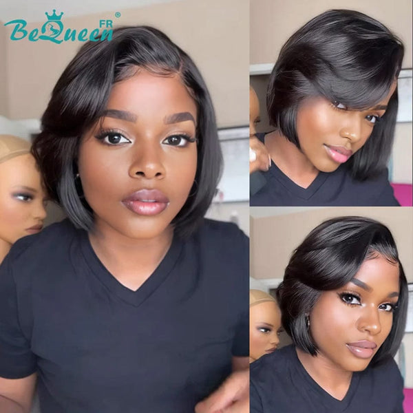 BeQueen "Sonia" Perruque Customisée Bob Lisse en couches Prêt à porter Sans Colle 13X4 8 pouces style 5