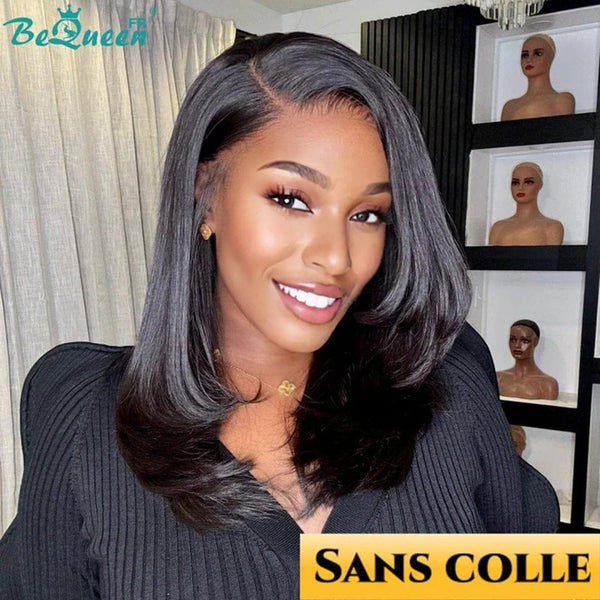 BeQueen "Sonia" Perruque Customisée Bob Lisse en couches Prêt à porter Sans Colle 13X4 SDD 100% vietnamiens donné par 1 personne