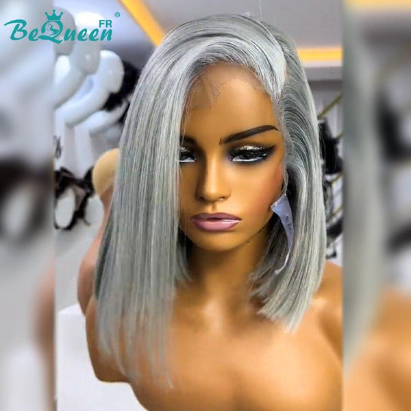 BeQueen "Sonia" Perruque Customisée Bob Lisse Gris lace frontale 13X4