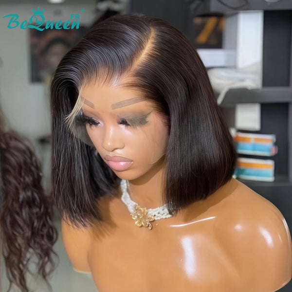 BeQueen "Sonia" Customized Bob Wig, Straight, Ready-to-Wear, Glue-Free, 13X4, 8 Inches, Style 2