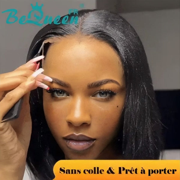 BeQueen "Sonia" Perruque Customisée Bob Lisse Pré-max: Pré-épilés+Prêt à porter Sans Colle+Pré-blanchiment 13X4 Raw Hair 250% Densité