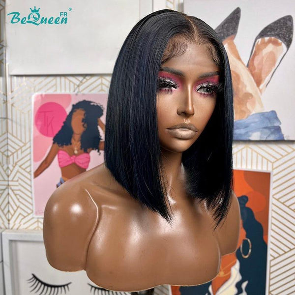 BeQueen "Sónia" Peruca Personalizada Bob Liso Pronto a Usar Sem Cola 13X4