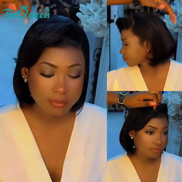 BeQueen "Sonia" Perruque Customisée Bob Lisse Prêt à porter Sans Colle 13X4 8 pouces style 3