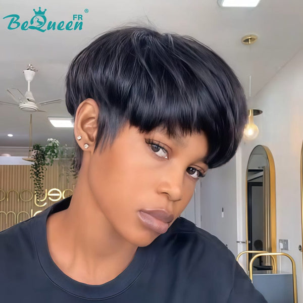 BeQueen "Sue" Perruque pixie lisse en couches Sans colle perruque naturelle style 6