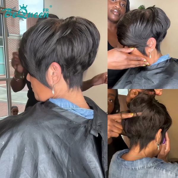 BeQueen "Sue" Straight Layered Pixie Wig Glueless Natural Wig Style 3