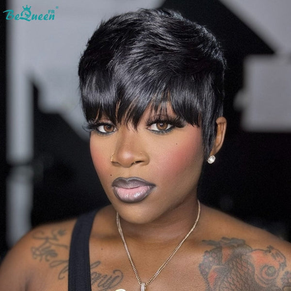 BeQueen "Sue" Straight Layered Pixie Wig Glueless Natural Wig Style 3