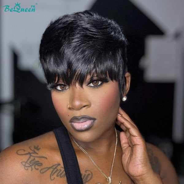 BeQueen "Sue" Straight Layered Pixie Wig Glueless Natural Wig Style 3