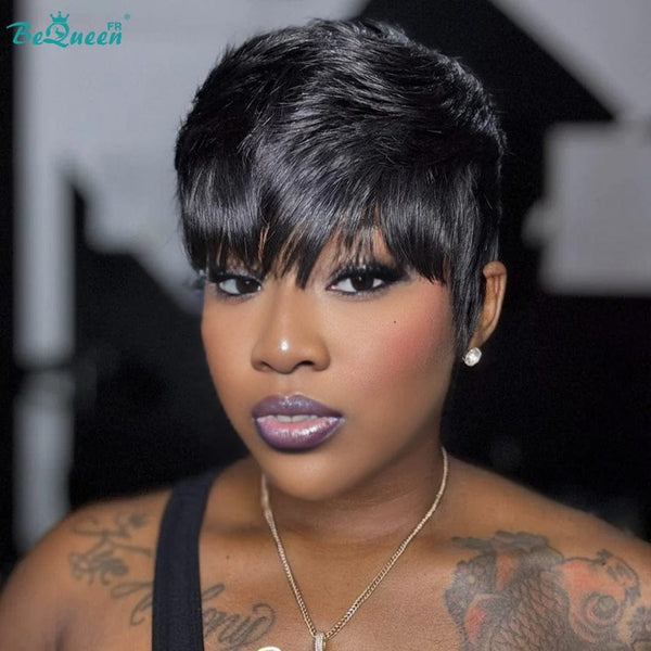 BeQueen "Sue" Pixie-Perücke glatt gestuft Ohne Kleber Natürlicher Stil 8