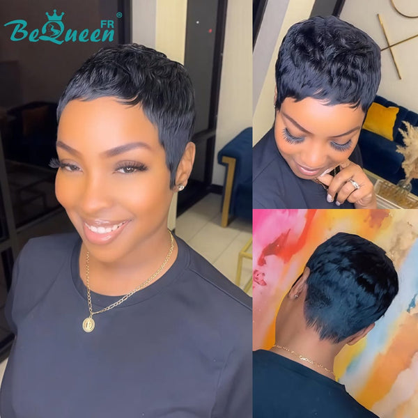 Bequeen "Chioma" Black Curly Glueless Pixie Wig – Ready to Wear
