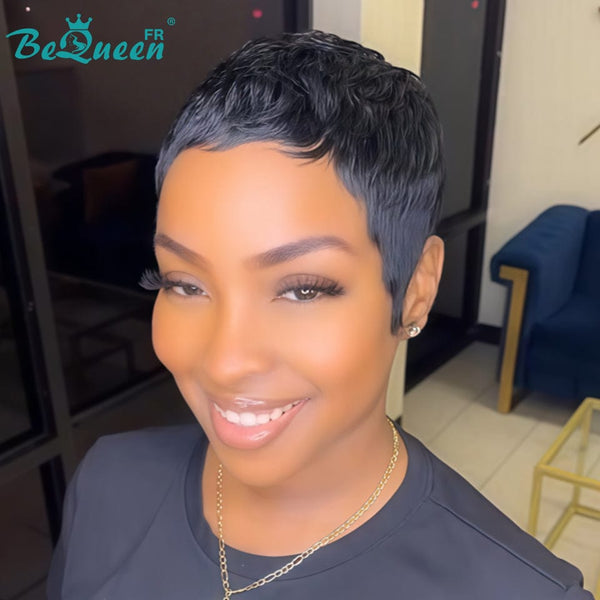 Bequeen "Chioma" Black Curly Glueless Pixie Wig – Ready to Wear