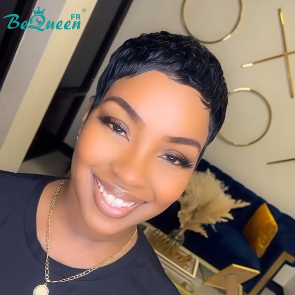 Bequeen "Chioma" Black Curly Glueless Pixie Wig – Ready to Wear