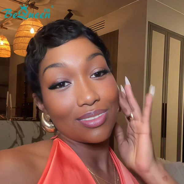 BeQueen  "suey" Perruques Pixie Lisse Courte à la machine style 8