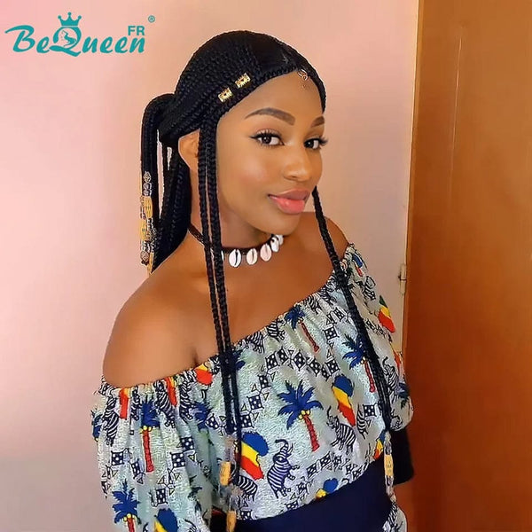 BeQueen "Tesi" Perücke mit langer frontalem Haarflechte aus Lace und Haarschmuck