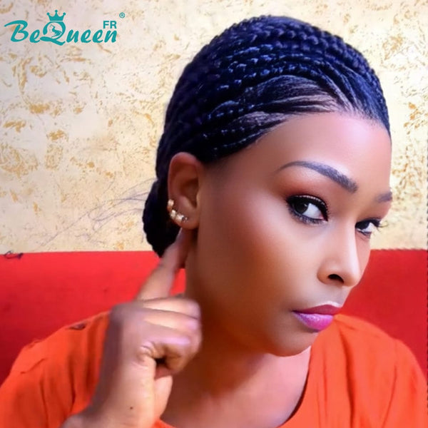 BeQueen “Bella" Perruque lace pleine avec Tresse sans colle style 2