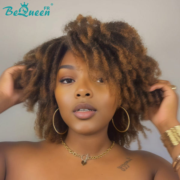 BeQueen “Unelle" Perruque pixie marron et miel avec Tresse twist à la machine