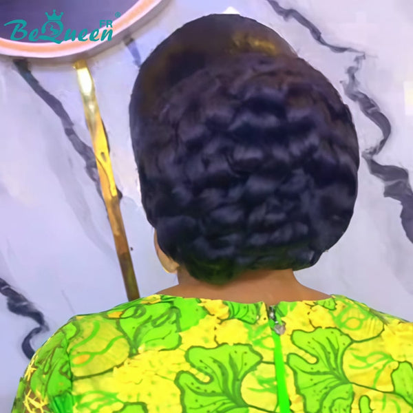 BeQueen „Telly“ Schwarze Hochzeitsperücke mit Chignon und Spitzenfrontal 13x4 