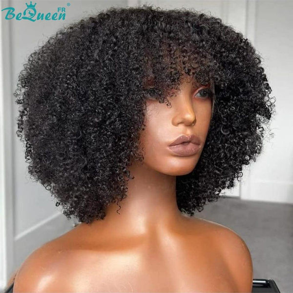 BeQueen "Yaya" Perruque Bob avec frange Afro Curly Sans colle perruque naturelle