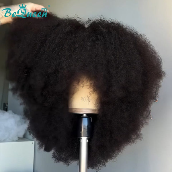 BeQueen "Yaya" Bob Wig with Bangs Afro Curly Glueless Natural Wig