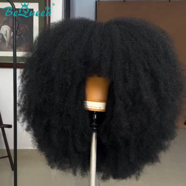 BeQueen "Yaya" Bob-Perücke mit Afro-Locken und Pony, natürliche Perücke ohne Kleber, Stil 3