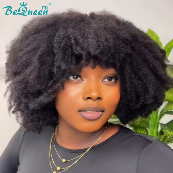 BeQueen "Yaya" Perruque Bob avec frange Afro Curly Sans colle perruque naturelle style 4