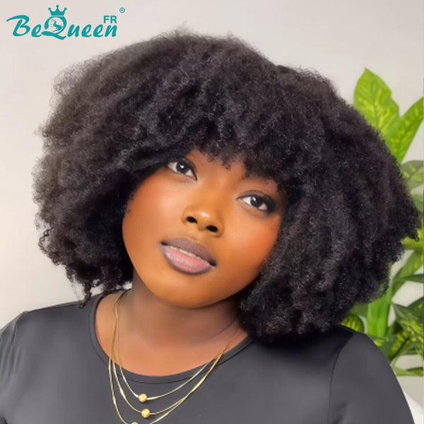 BeQueen "Yaya" Perruque Bob avec frange Afro Curly Sans colle perruque naturelle style 4