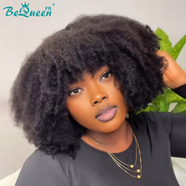 BeQueen "Yaya" Perruque Bob avec frange Afro Curly Sans colle perruque naturelle style 4