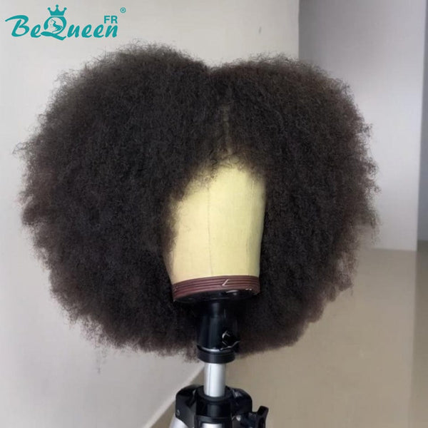 BeQueen "Yaya" Perücke Bob Dunkelbraun mit Afro Locken ohne Kleber Perücke