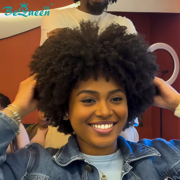 BeQueen “Zoé " Perruque pixie sans lace couleur Noir afro curl