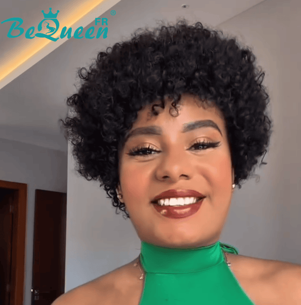 BeQueen „Zoé“ Pixie-Perücke ohne Lace Farbe Schwarz Afro-Curl
