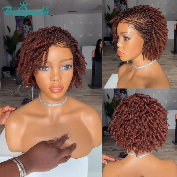 BeQueen “Helno" Perruque pixie Raie du côté Tresse twist lace pleine sans colle style 2