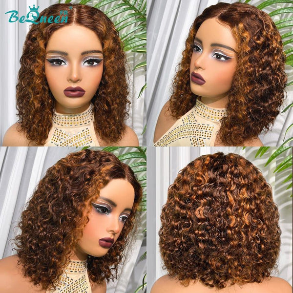 BeQueen Wig "Marco" Bob Brun Water Wave with Lace Closure 4*4 High Density 235G 