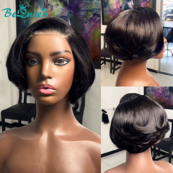 Bequeen Peluca "Chris" 300% densidad Listo para usar 100% cabello humano sin pegamento con cierre de encaje 4*4