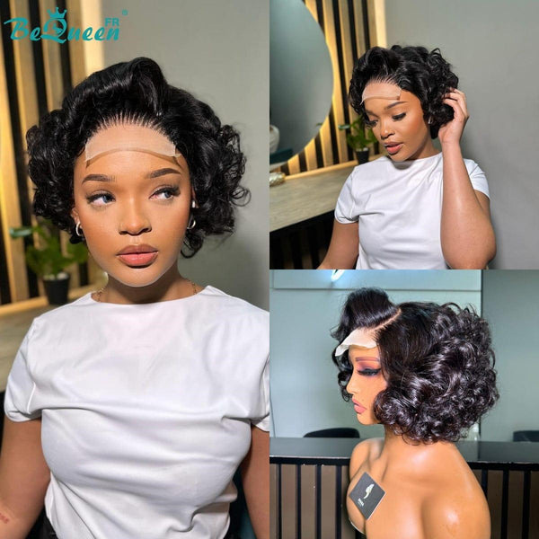BeQueen Wig "Roberto" Bob pixie egg curl with Lace Closure 4*4 