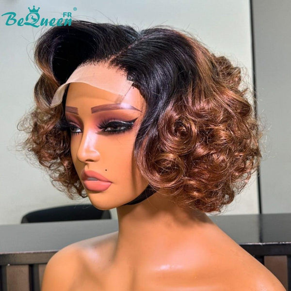 BeQueen Wig "Roberto" Bob pixie egg curl with Lace Closure 4*4 