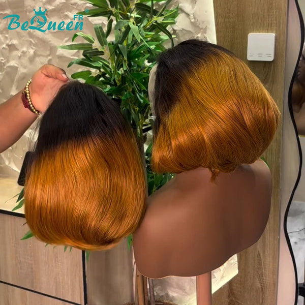 Königin Perücke „coco“ Pixie Noir Mix Braun Lockig Klebefrei Wellig Fertig zu tragen 100% menschliche Haare