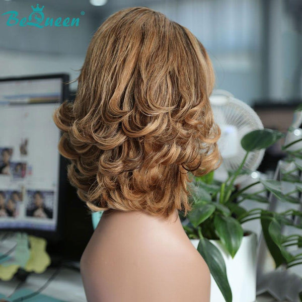 BeQueen Natural wave wig Gradient cut 13x4 lace frontal Color Honey Brown #P4/27/30 and Caramel Highlighted Brown #P7/31