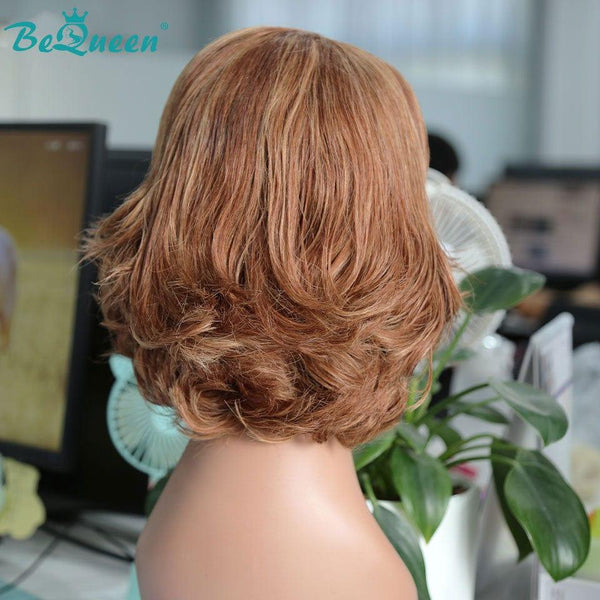 BeQueen Natural wave wig Gradient cut 13x4 lace frontal Color Honey Brown #P4/27/30 and Caramel Highlighted Brown #P7/31